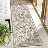 Vaukki 廊下ランナーラグ、ビンテージシャギーソフトランドリーラグランナー、ノンスリップ玄関ランナーマット、洗えるファームハウス、キッチンエリアカーペット、バスルーム、玄関、寝室用(2フィートX6フィート、マルチブラウン)