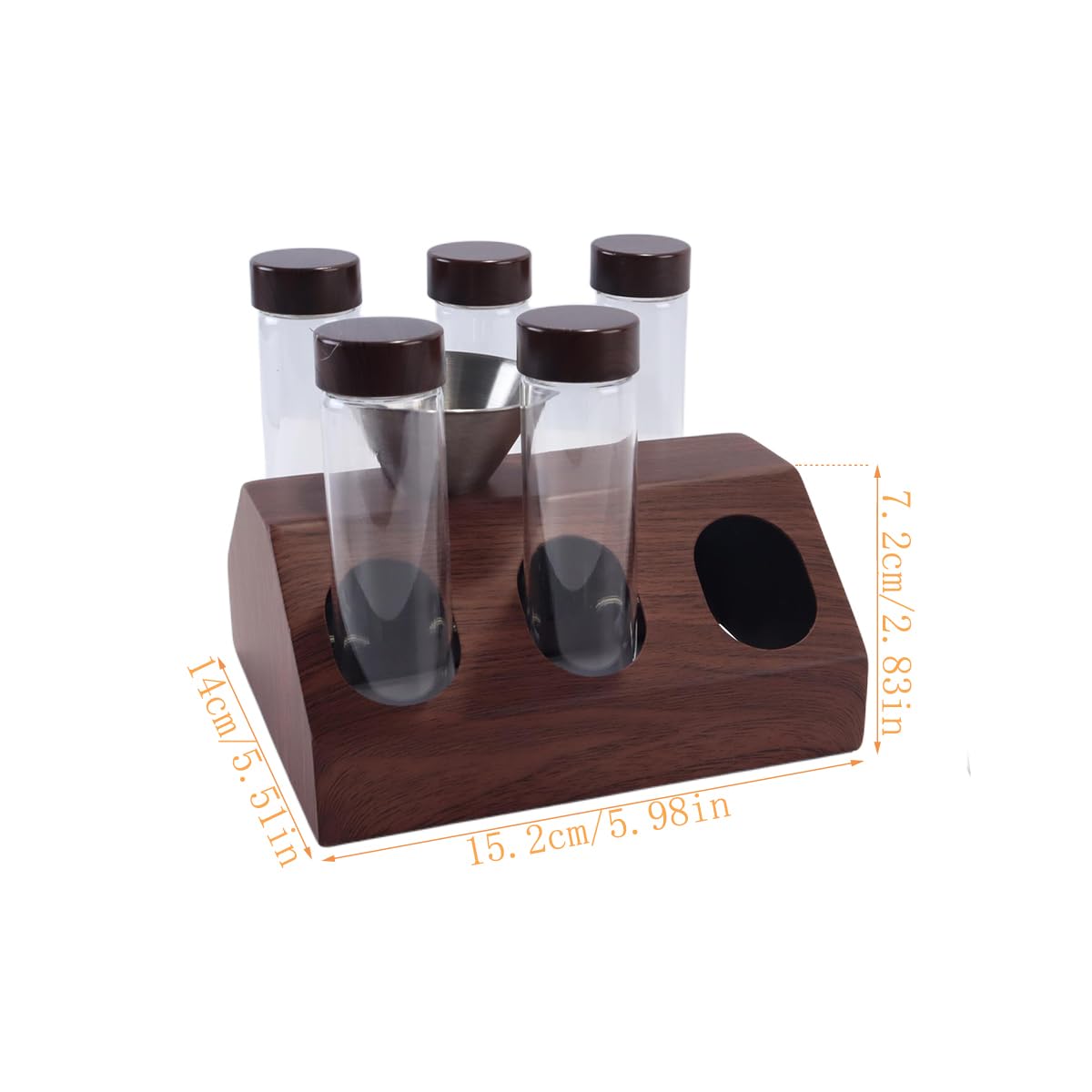 Teron 6 PCS Tubo De Ensayo De Embalaje De Granos De Café Con Base De 6 Orificios Y Embudo, Té Y Almacenamiento De Hierbas Botella De Vidrio Sellada