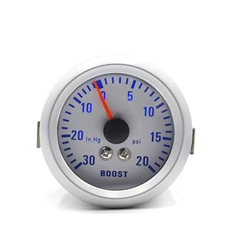 Boost Gauge, 2" 52mm LED PSI Turbo Boost Gauge Pressure Blue Light Universal 030in.Hg / 0-20PSI