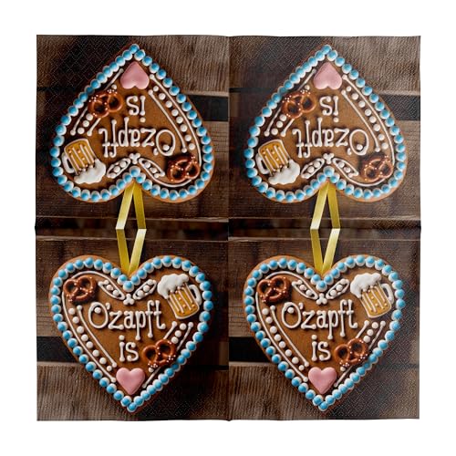 HEKU 100 Servietten, 3-lagig, 33x33cm, O’zapft is I Saugstark und praktisch verpackt I Breite Auswahl I Ideal für Anlässe rund um’s Oktoberfest