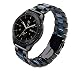 V-MORO for Gear Sport Bands/Galaxy Watch 42mm Band, 20mm Black Stainless Steel Replacement Strap with Blue Resin Bracelet for Samsung Gear Sport Smartwatch R600/Galaxy Watch 42mm R810