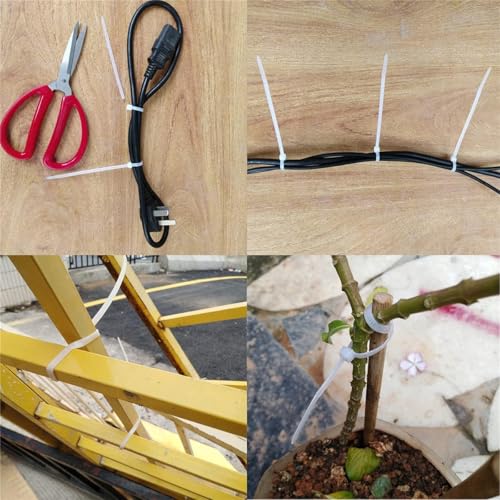 Image of bvslf 200 MM x 3.6 MM | Pack of 100 | 8 Inch Self Locking Nylon Cable Tie, Heavy Duty Weather-Resistant Cable Strap Zip Wire Fastener Organizer Tie, Ties for Cable Management Electrical Home Office