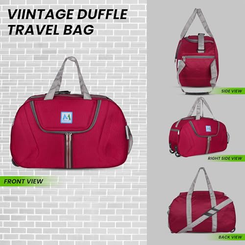 Image of M MEDLER Jerry Duffle Bag | Waterproof Strolley Duffle Bag | 2 Wheel Duffel Bag | Luggage Bag with Adjustable Strap (Red)