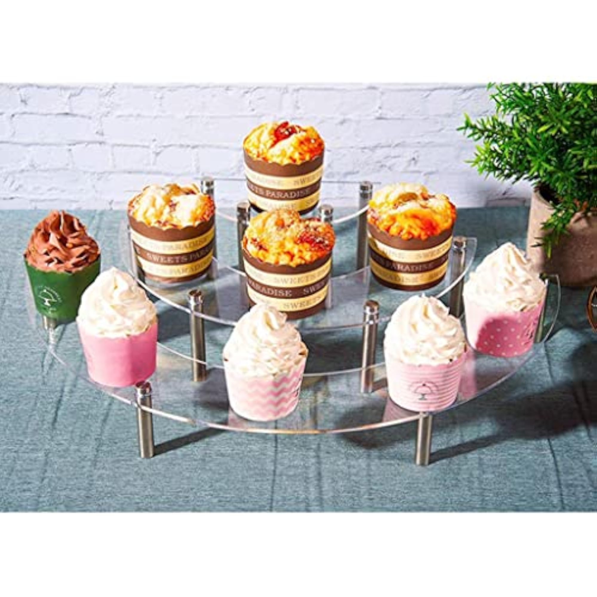 3-Tier Clear Acrylic Half Moon Tabletop Retail Display Riser