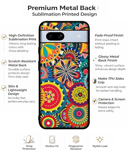 Image of Ring Pattern Print Design Premium 2D Printed Metal Back Case Cover for Google Pixel 7A 5G, Multicolor