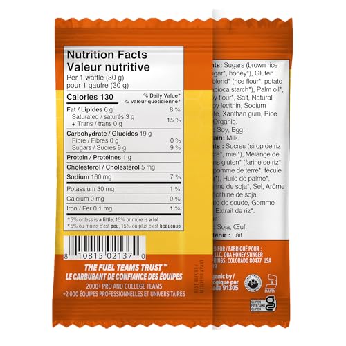 Image of HONEY STINGER Organic Salted Caramel Waffles, 1.06 Ounce (Pack of 12) | sports-nutrition-endurance-and-energy-bars