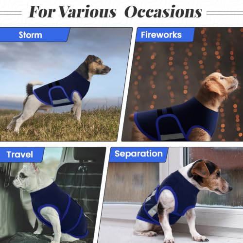 Image of MIGOHI Dog Anxiety Relief Coat,Comfort Anxiety Vest for Dogs,Adjustable Anxiety Calming Wrap for Fireworks,Travel, Separation, Dog Anxiety Jacket for Small Dogs,XS,NavyBlue