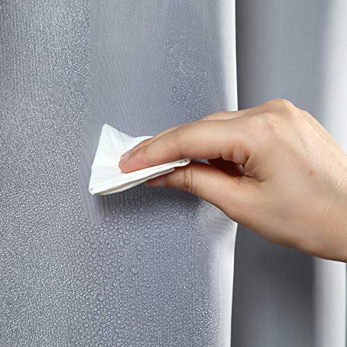 Image of Gray Waterproof Shower Curtain Liner 70x74 Inches - Thick Polyester Fabric with Weighted Bottom, Heavy Duty Bathroom Liner for Shower Stall or Tub, Machine Washable