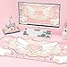 GeekShare Large Gaming Mouse Pad Kawaii Pink Non-Slip Rubber Back Mouse Pad Big Waterproof Desk Mat for Keyboard and Mouse Perfect for Gaming,or Home Office Work - Star Wings（Super Dense Cloth）