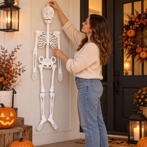 Halloween Skeleton Decoration, 5 Ft Glow in the Dark,Door Hanger Props - image 5