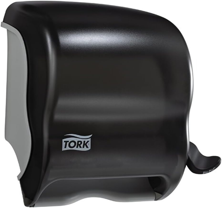 Tork Hand Towel Roll Dispenser, Lever H21, Manual Paper Towel Dispenser 83TR, Push-Down Handle, High-Capacity, Translucent, Smoke