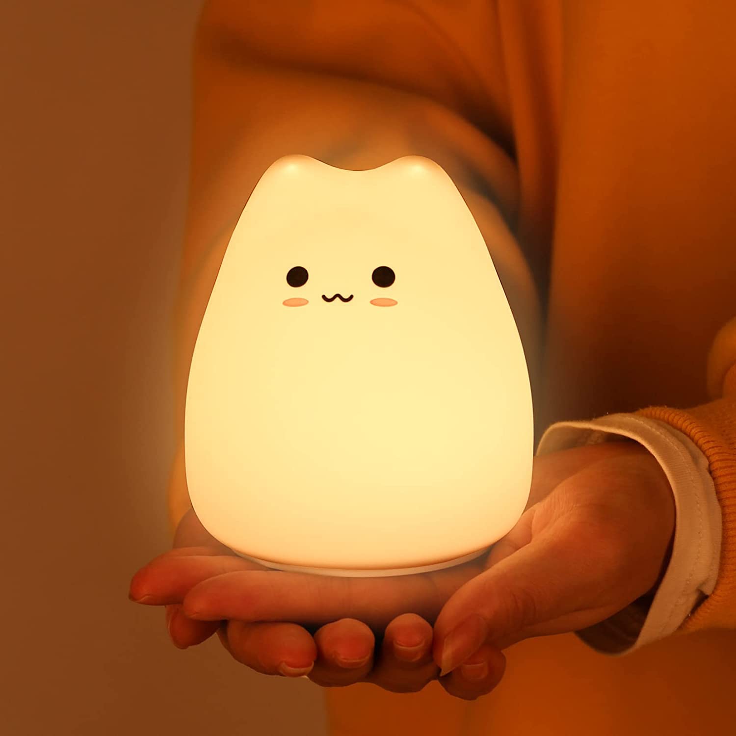 ZKLiLi Cat Night Light for Kids,Cute Night Lamp for Nursery,Squishy Silicone Touch Lights Portable, Gift for Birthday and Christmas for Kids Baby Children (Battery Cat) — image 1