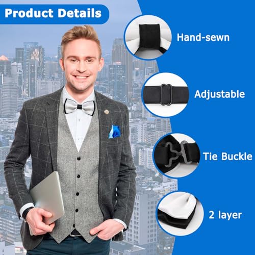 Image of LJBFNN Bow Ties for Men Pre Tied Mens Bow Tie, Adjustable Bowties Men Black and White Bow Tie for Wedding /Party /Casual