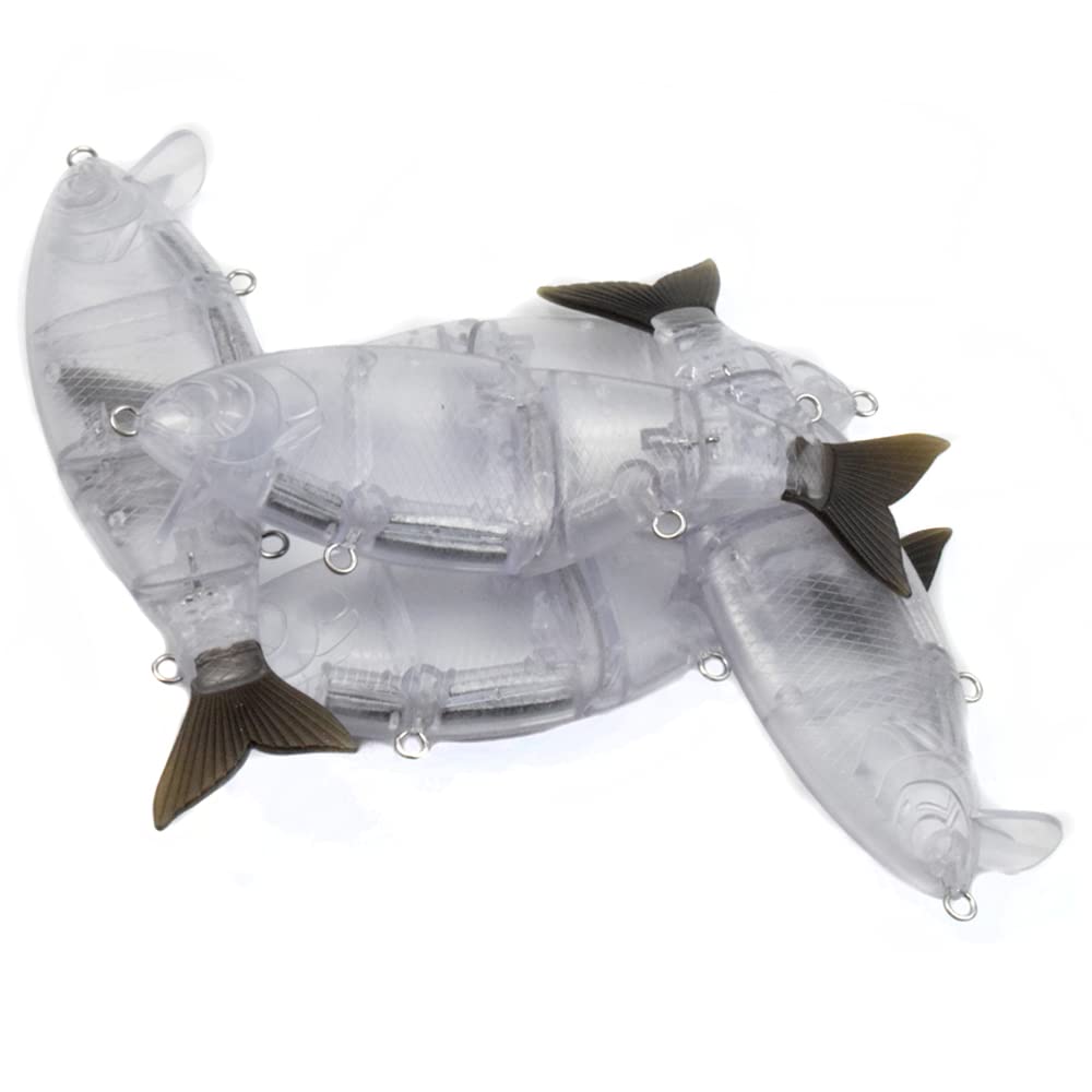 HUFFA Topwater Wobbler Swimbait Leurre De Pêche 18.5 cm 60g 3 Segment Non Peint Articulé Appât Blanc Shad Flotteur Métal Lien Doux Queue