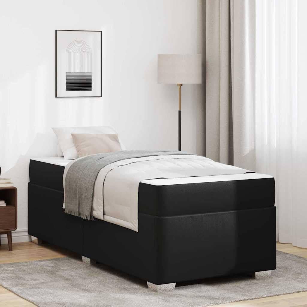 Cadre de lit avec Matelas Noir 80 x 200 cm Tissu Complet lit à Lattes Matelas fermeté Moyenne Design Moderne Chambre Adulte Confortable Ensemble Meuble