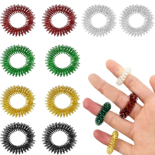 Akupressur Ring Set, 10 Stück Massageringe für Finger Akupressurring, Massage Ring für Stress Reduzierstück und Förderung der Durchblutung, Fingermassage oder Zehenmassage