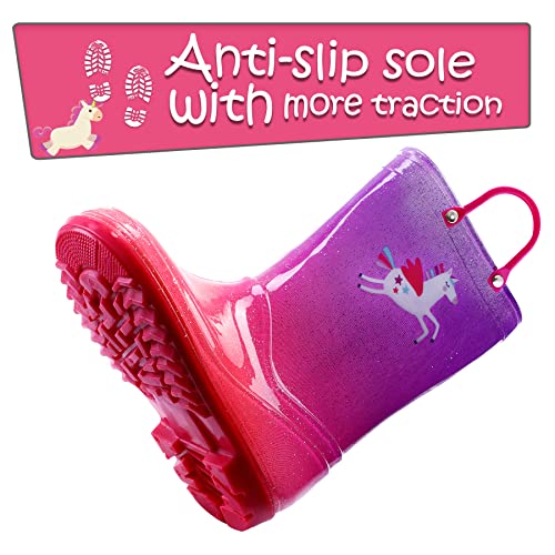 Shofort Kids Boys Girls Rain Boots With Easy-On Handles Rainboots (Toddler/Little Kid/Big Kid) #TOP3