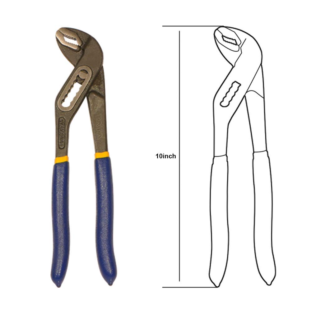 Tata Agrico 10 Inch (250mm) Water Pump Plier | Adjustable Slip Joint Plumbing Grips | Multi-Purpose Hand Tool Used for Holding Nuts & Bolts and Gripping Irregular Shaped Objects (Pack of 2, PLW002) 2