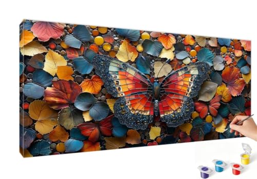 Peinture par Numéro Adulte Papillon Noir 80x160cm Kit avec Pinceaux et Acryliques sans Cadre