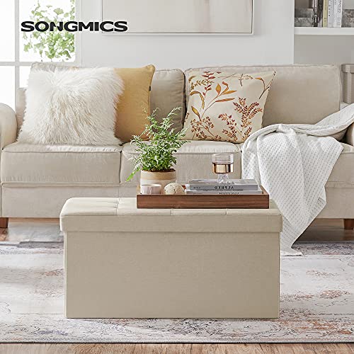 Songmics 30 Inches Folding Storage Ottoman Bench, Storage Chest, Foot Rest Stool, Beige Ulsf47Be #TOP1