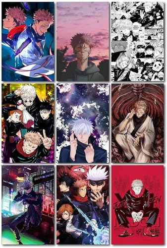 Image of ATEVON Jujutsu Kaisen Anime Wall Collage Kit - Pack of 18 Multicolor 6x4 inch Posters Featuring Yuji Itadori Megumi Fushiguro Satoru Gojo - Manga Wall Art for Bedroom Dorm Decor (300 GSM)