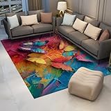 SHUODAOCO Alfombras de Estampado Animal Alfombra de Área Lavable de Mariposa 120x150cm para Sala de Estar Entrada Bosque No Desprendimiento Pequeña para Sala de Juegos Guardería Multicolor