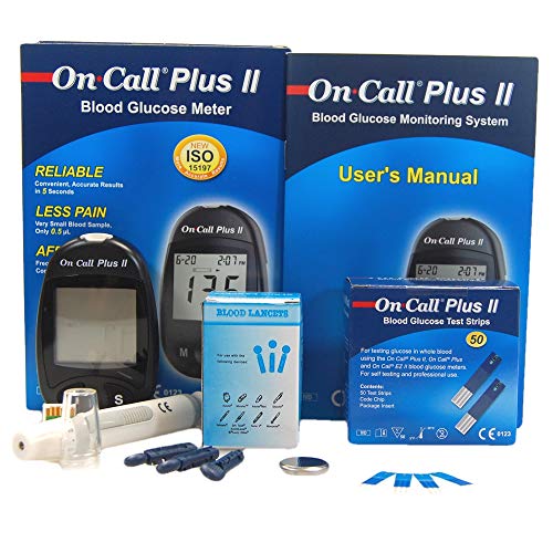 On Call Plus II Diabetes UK Monitoring Starter Pack + 50 Test Strips, Lancets and Auto Lancer