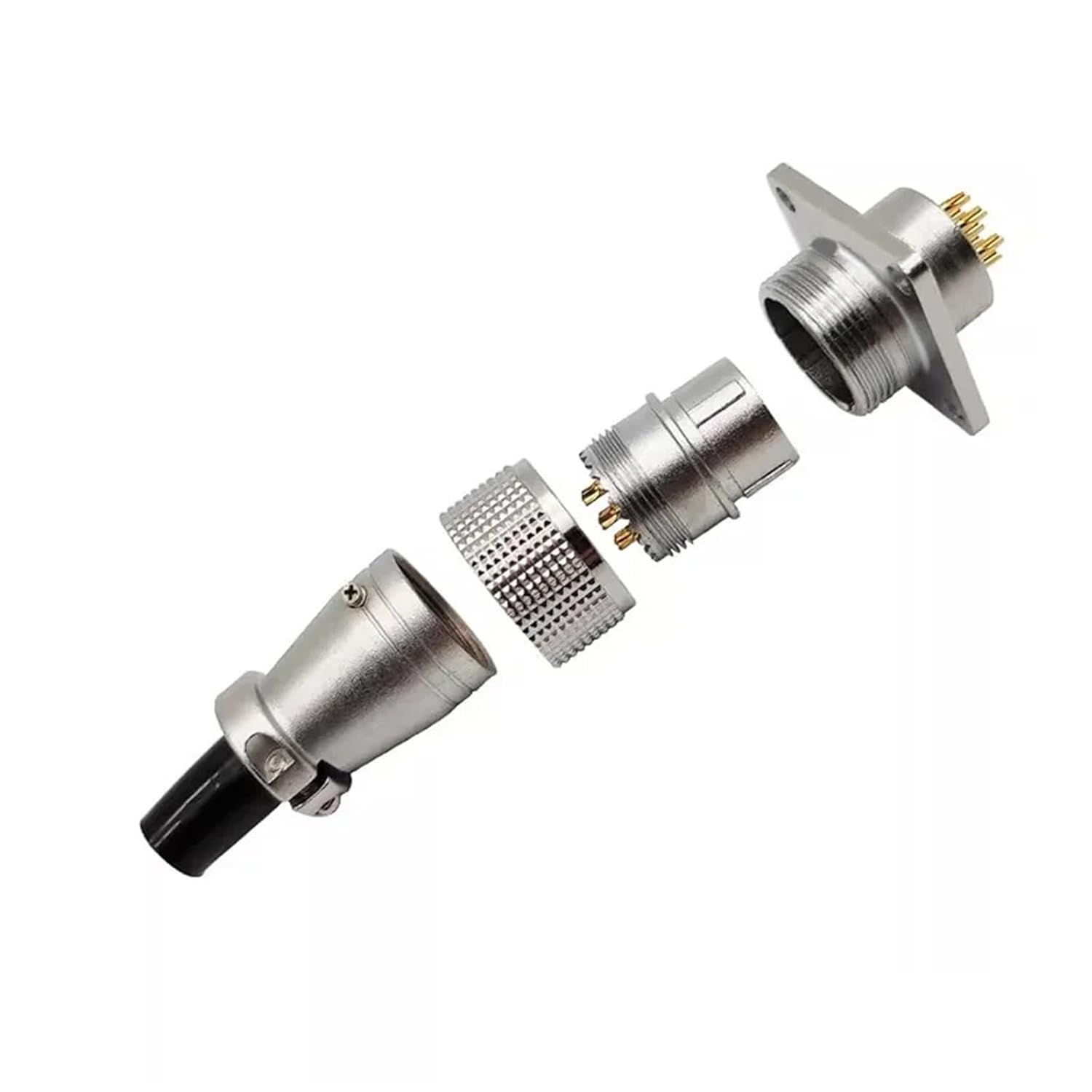 PLS24 WS24 6/10/12/19 Pin Metal Circular Socket Plugs Wire Female Male Connector M24 Threaded Coupling Panel 1Pcs(P24-12P Male Female)