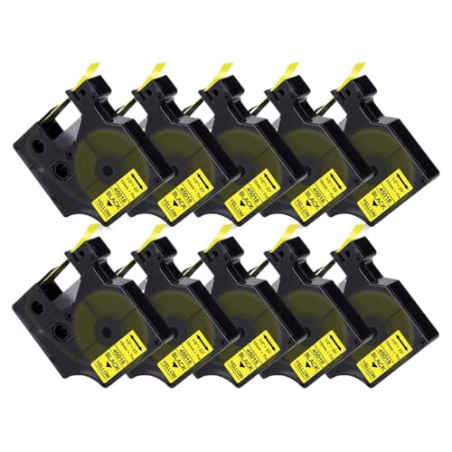 10pk 45013 45010 45018 D1 12mm���x���e�[�v45016 45017 45022 45023 45024 LabelManager 160 280����ѓ��l�̃��[�x�����[�J�[�ƌ݊���(10PK Black on Red)