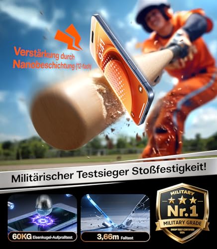 TORRAS für iPhone 16 PLus für Panzerglas 9H+ Folie TOP Stoßfest, 2 Stück – Ansicht 3