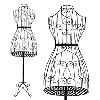 PrimoLiving metal dressmaker mannequin Mila in black with storage compartment - vintage dress mannequin - ideal as female mannequin or clothes rack - P-14196