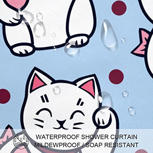 Rideau de douche étanche contre les fuites chat bleu