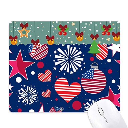 Tapis de souris en caoutchouc drapeau américain et cœurs pour bureau