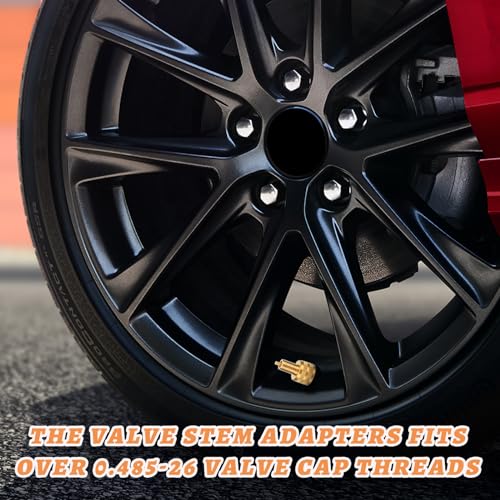 Image of 10 PCS Large Bore Tire Valve Adapter, Brass Valve Stem Adapter, External Tire Bore Valve Reducer Adapter Connector for Trucks Giant Crane, Universal Exterior Car Accessories