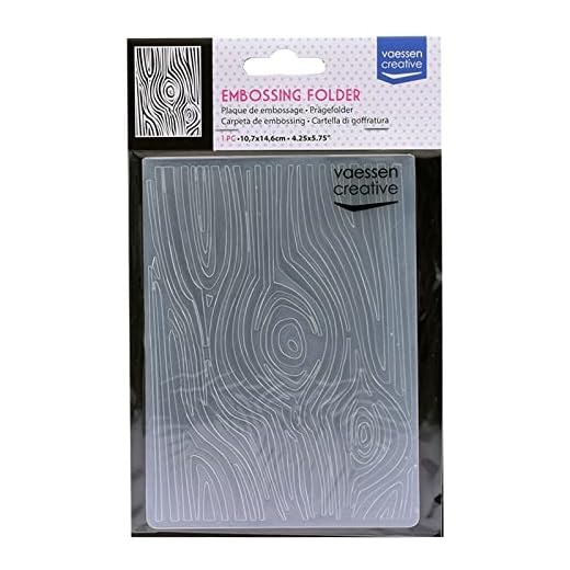 Vaessen Creative Plaque d'embossage, Grain de Bois 14,6 x 10,8 x 0,5 cm, 1 pièce, pour Cartes d'anniversaire, Cartes de Naissance, Cartes de Noël et Loisirs Créatifs en Papier