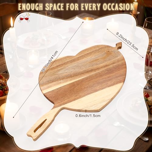 Tabla de Cortar en Forma de Corazón Grande con Mango, 40,8 x 23,2 cm, de Madera de Acacia, Ideal para Quesos y Embutidos, para Regalo en Día de la Madre o Bodas miniatura 2