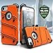Zizo Bolt Series for iPhone SE (3rd and 2nd gen)/8/7 Case with Screen Protector Kickstand Holster Lanyard - Orange & Black