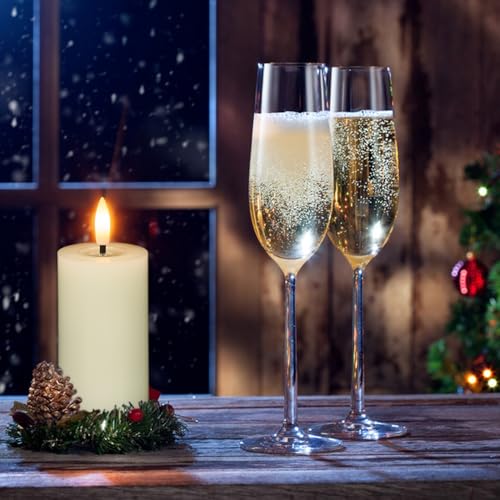 Image of Flameless Candles with Remote Timer, 6 PCS Real Wax LED Votive Battery Operated Candles with 3D Flame, Flickering Pillar Candles for Christmas Home Decororations(Ivory, 4.5 inch x 1.9 inch)
