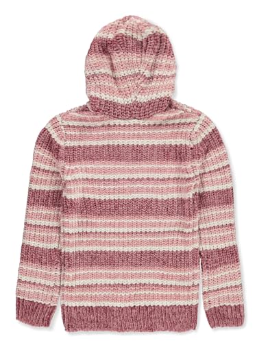 Derek Heart Girls' Chenille Striped Hooded Sweater - Rose, 62