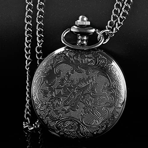 Image of Tiong Roman Numerals Scale Quartz Pocket Watches with Chain Christmas Graduation Birthday Gifts Fathers Day