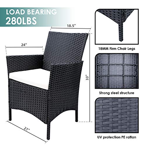 SIMBR 4 Pieces Outdoor Patio Furniture Sets Wicker Chairs with Coffee Table Conversation Sets Outdoor Furniture Patio Set for Backyard Lawn Porch Garden Poolside Balcony - Thumbnail 3