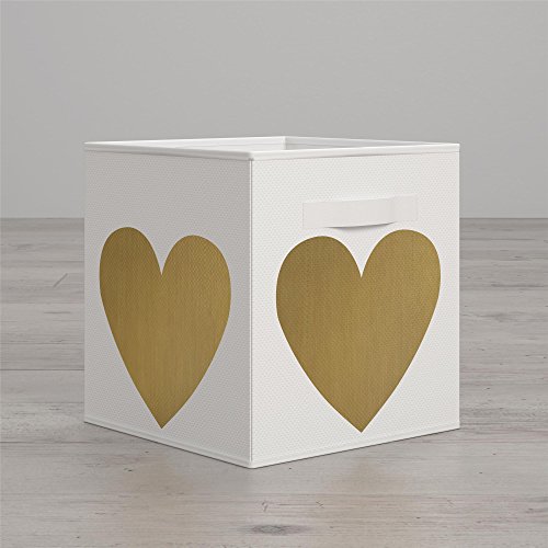 Little Seeds Heart Print Bin, Gold