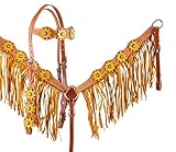 Showman Sunflower Overlay Browband Headstall & Breast Collar Set w/Fringe & Reins! New Horse TACK!