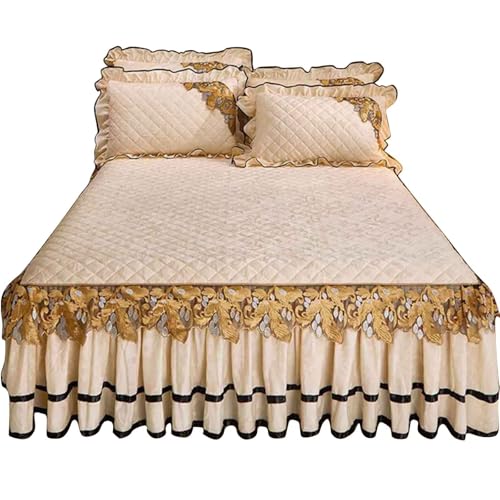 MTHGH Faldas De La Cama,Colcha de Terciopelo Sábana Bajera con Faldón, Colcha con Falda,Protector De Colchón, Colcha, Cubrecama(*6,150 * 200cm)