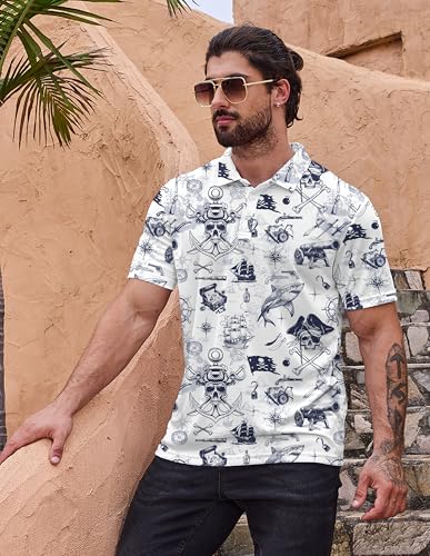 Golf Polo Shirts for Men Moisture Wicking Quick Dry Mens Golf Shirts 4-Way Stretch Funny Polo Short Sleeve2