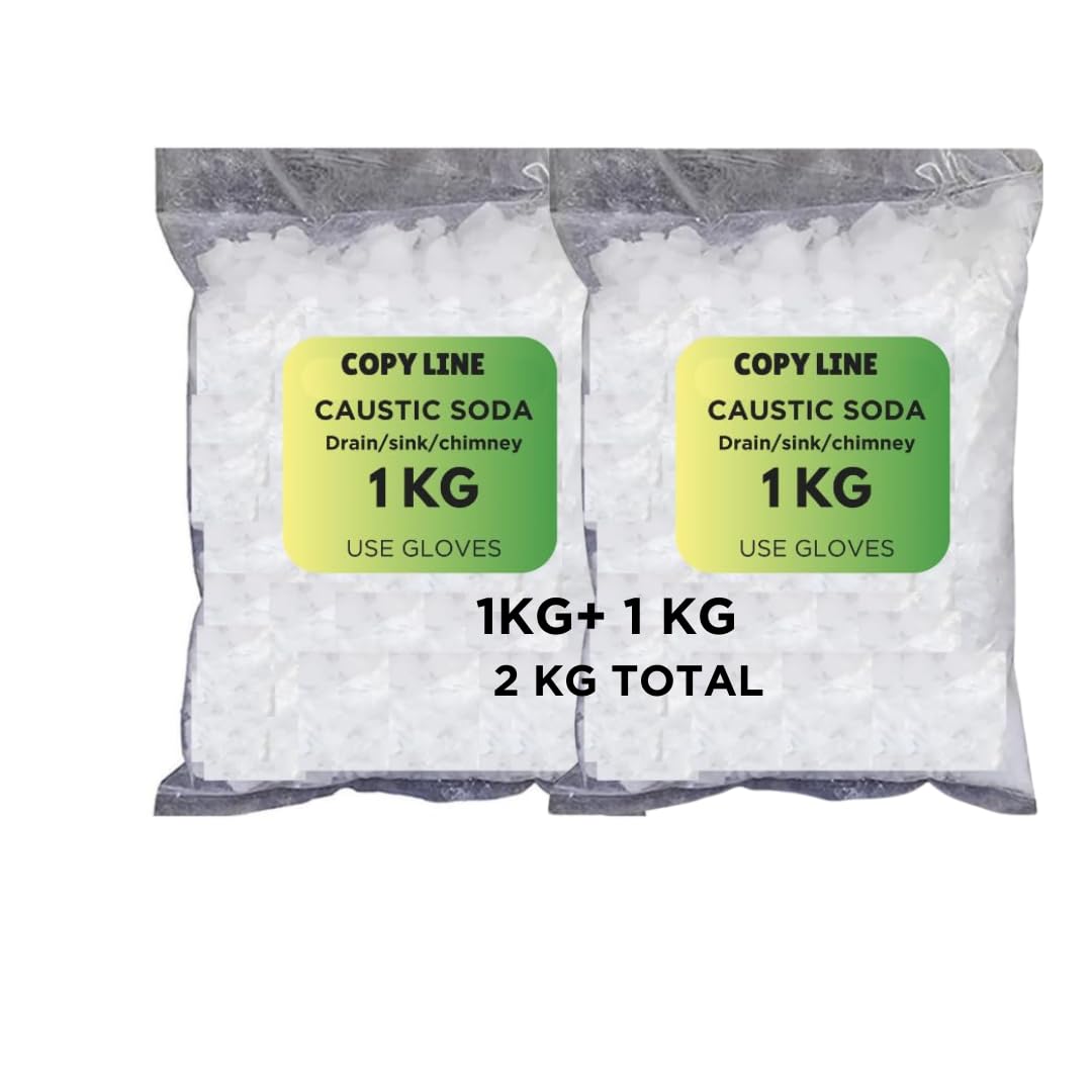 Caustic Soda Flakes 2KG for Effective Drain & chimney Cleaner | Clear Powder Drain Clogged Sinks and Pipes | Multipurpose Cleaning