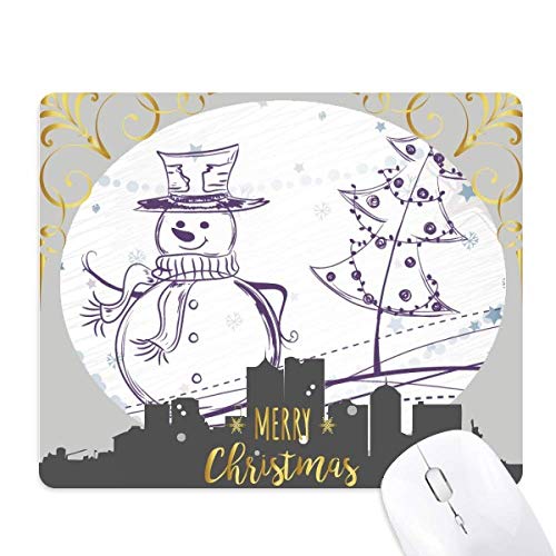 Tapis de souris sketch la nuit de noël et bonhomme de neige pour décorer votre bureau en hiver