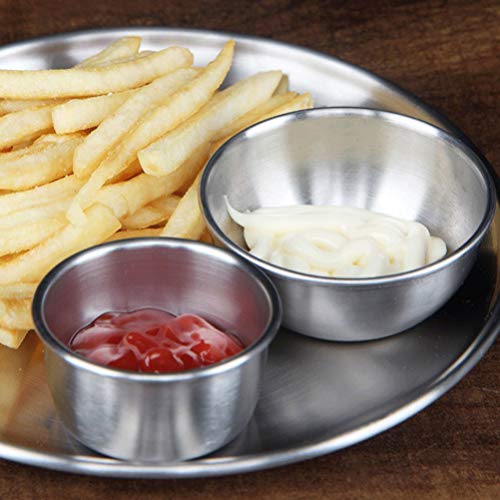 YARNOW 6 peças de 80 ml de molho de aço inoxidável, pratos redondos para temperos de sushi