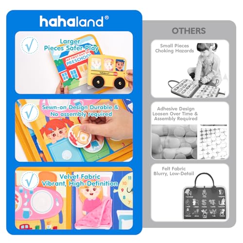 Image of hahaland Busy Book Preschool Learning Activities - First Day of School Gifts Activity Books for Toddlers 1-4, Montessori Toys 2 Year Old Boy Girl Birthday Gift Preschool Must Haves Busy Board Ages 2-4