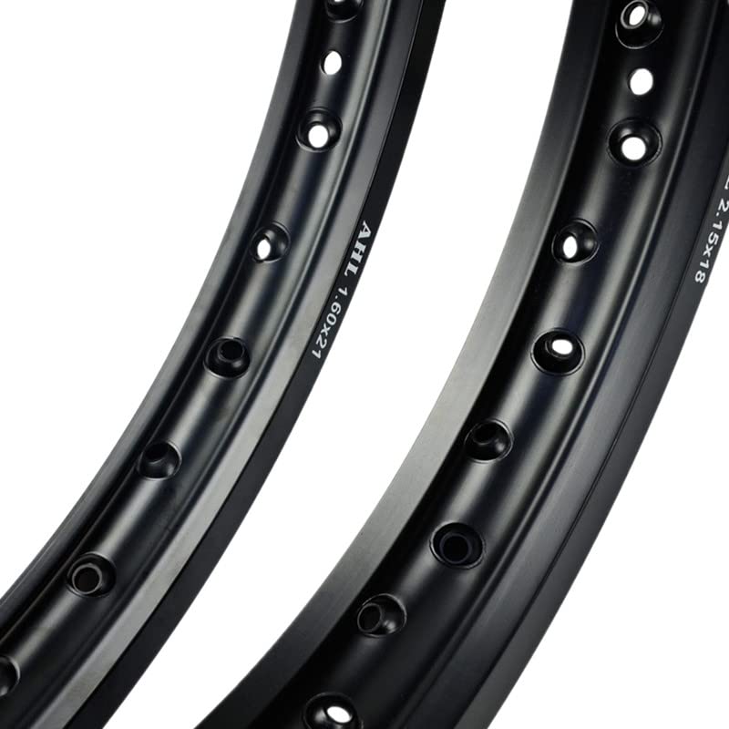 Części do naprawy motocykli 6061 Przednie + tylne felgi motocyklowe aluminiowe lotnicze koło 2,15x18 i 1,60x21 36 otworów na szprychy wysoka wytrzymałość czarno-biała obręcz(White Color Set)